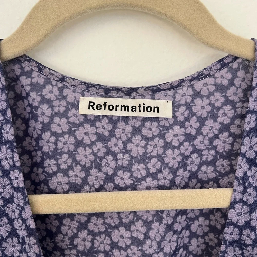 Reformation Lavender Floral Wrap Mini Dress - Picture 4 of 4